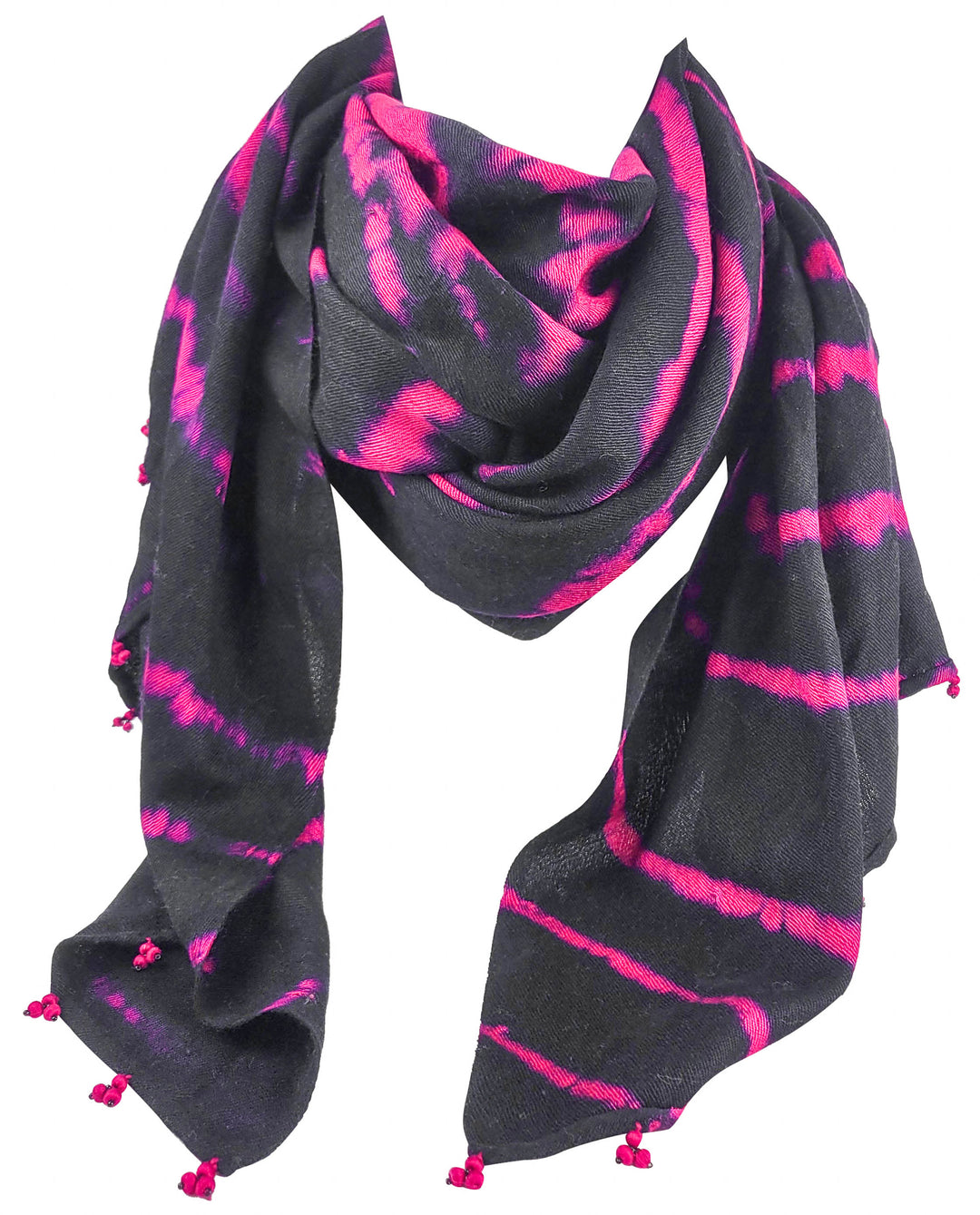 Bajra Scarf in Black and Magenta - Discounts on Bajra at UAL