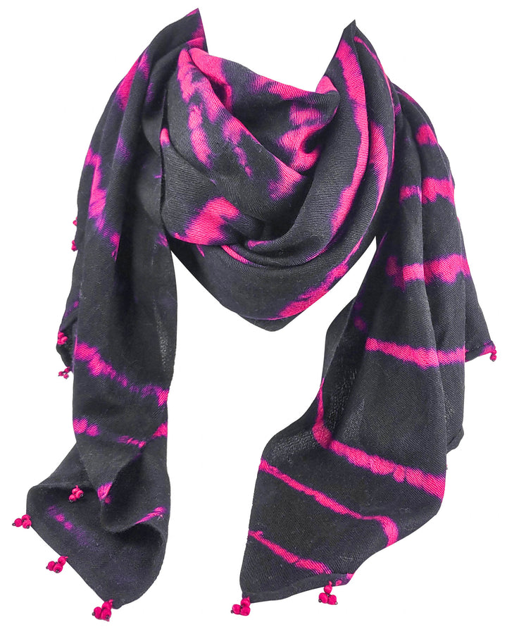 Bajra Scarf in Black and Magenta - Discounts on Bajra at UAL