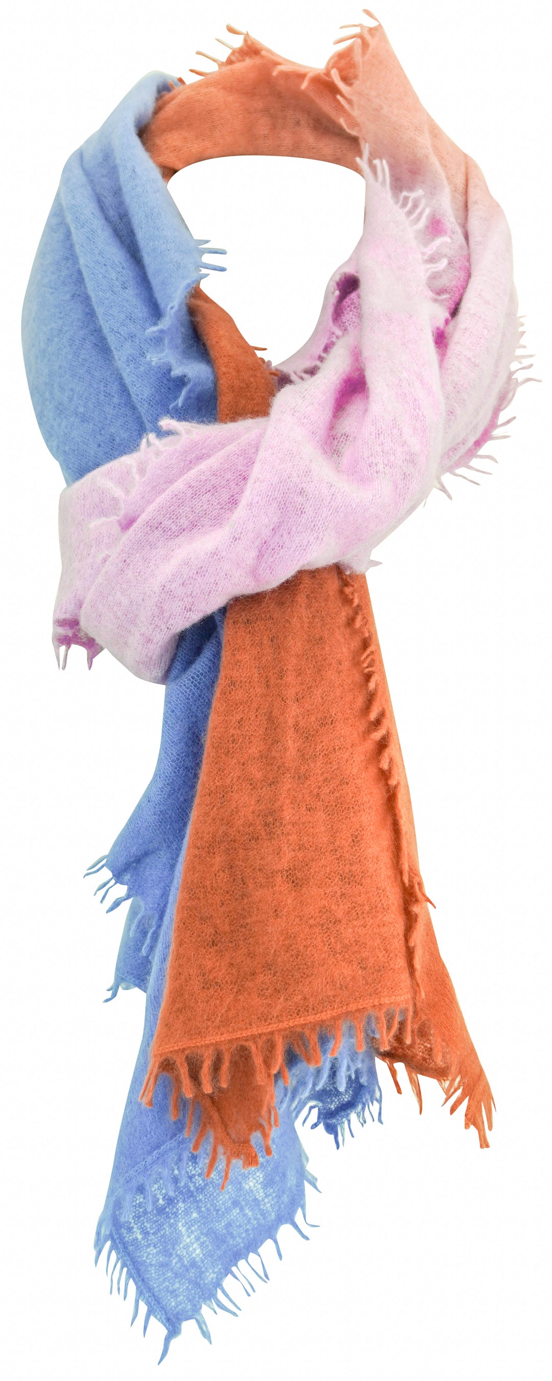 Bajra Cashmere Scarf in Blue, Purple and Terracotta