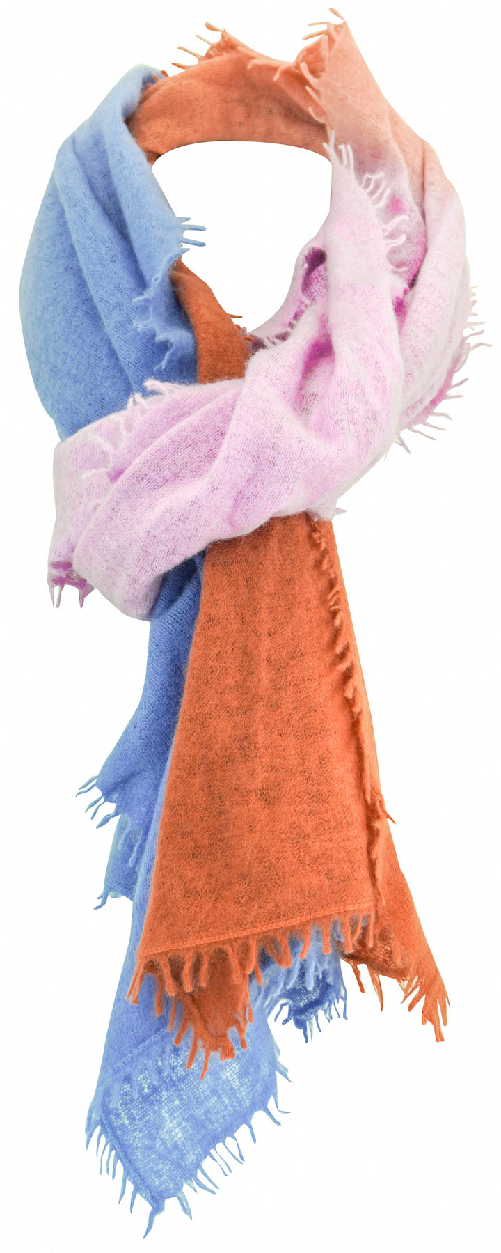 Bajra Cashmere Scarf in Blue, Purple and Terracotta