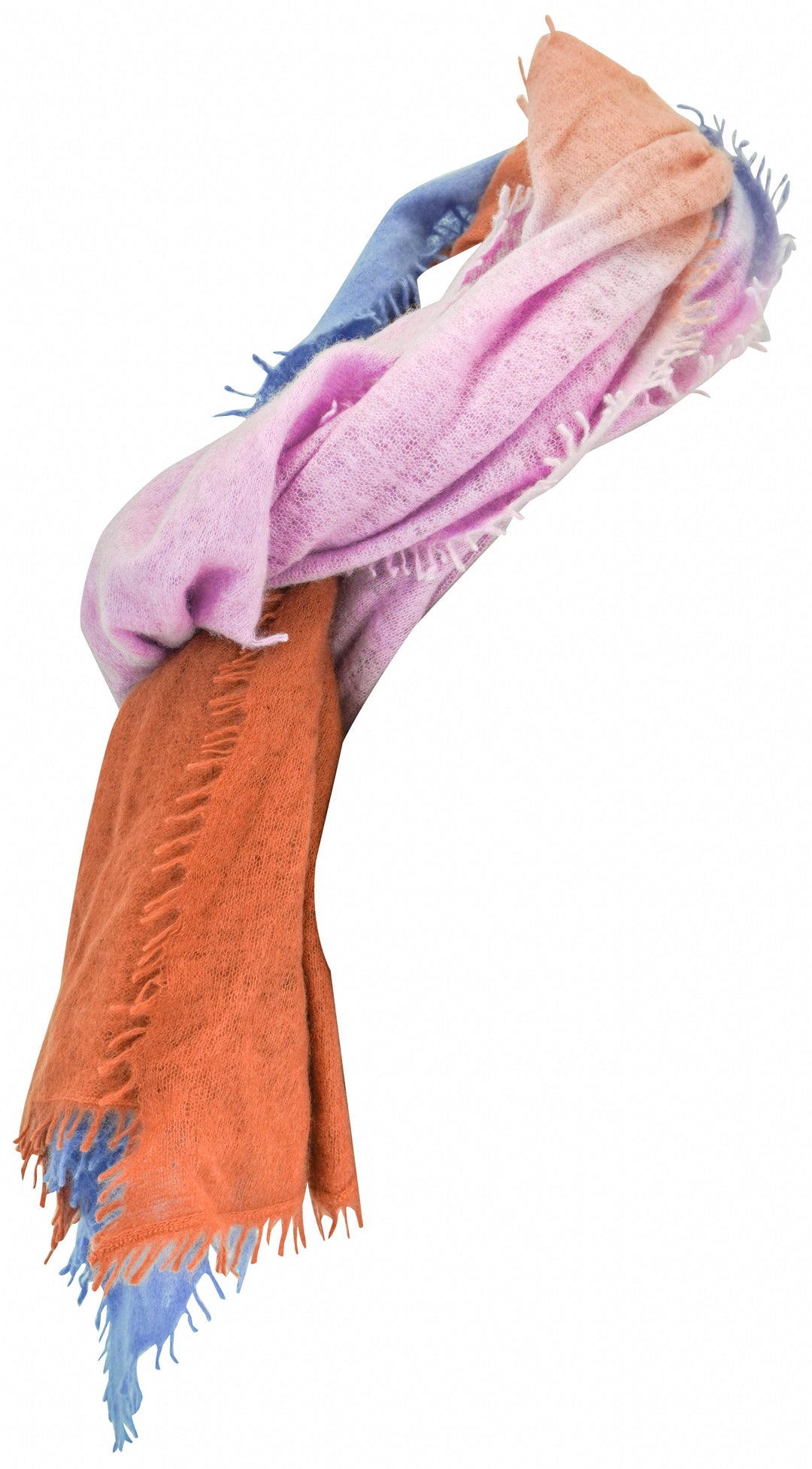 Bajra Cashmere Scarf in Blue, Purple and Terracotta