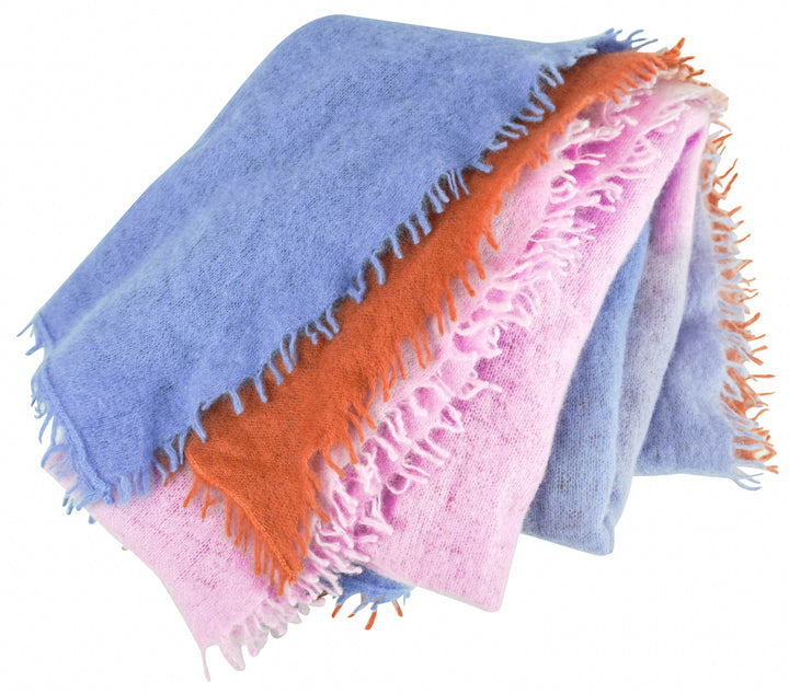 Bajra Cashmere Scarf in Blue, Purple and Terracotta