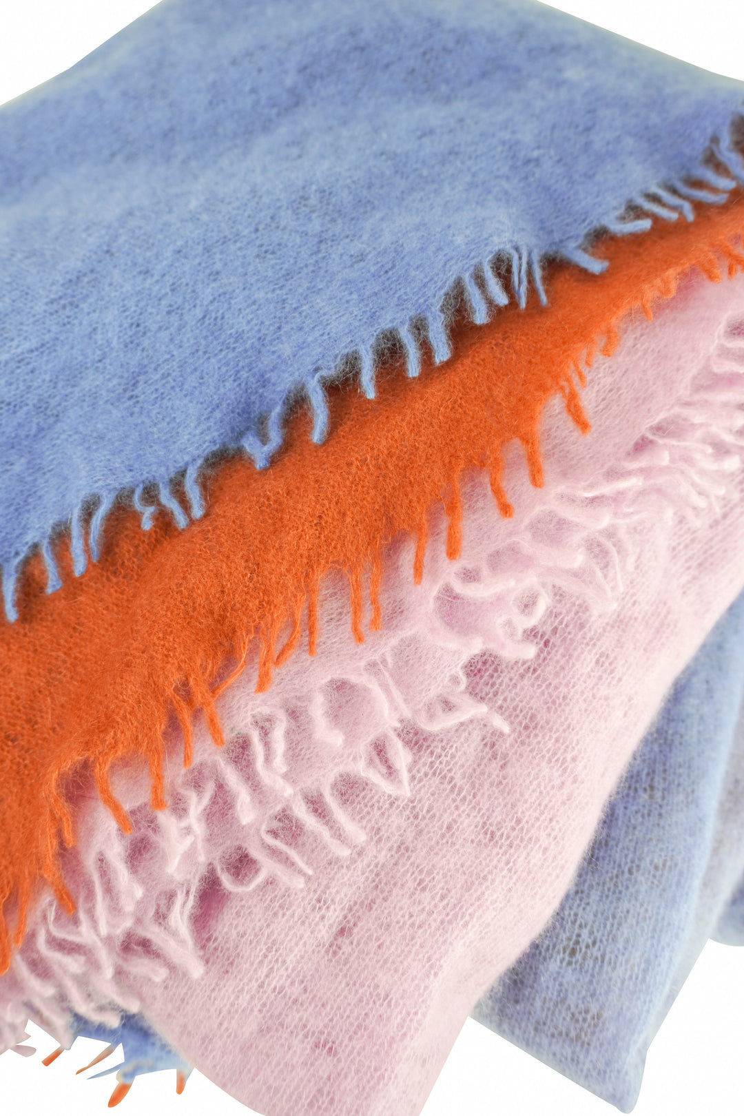 Bajra Cashmere Scarf in Blue, Purple and Terracotta