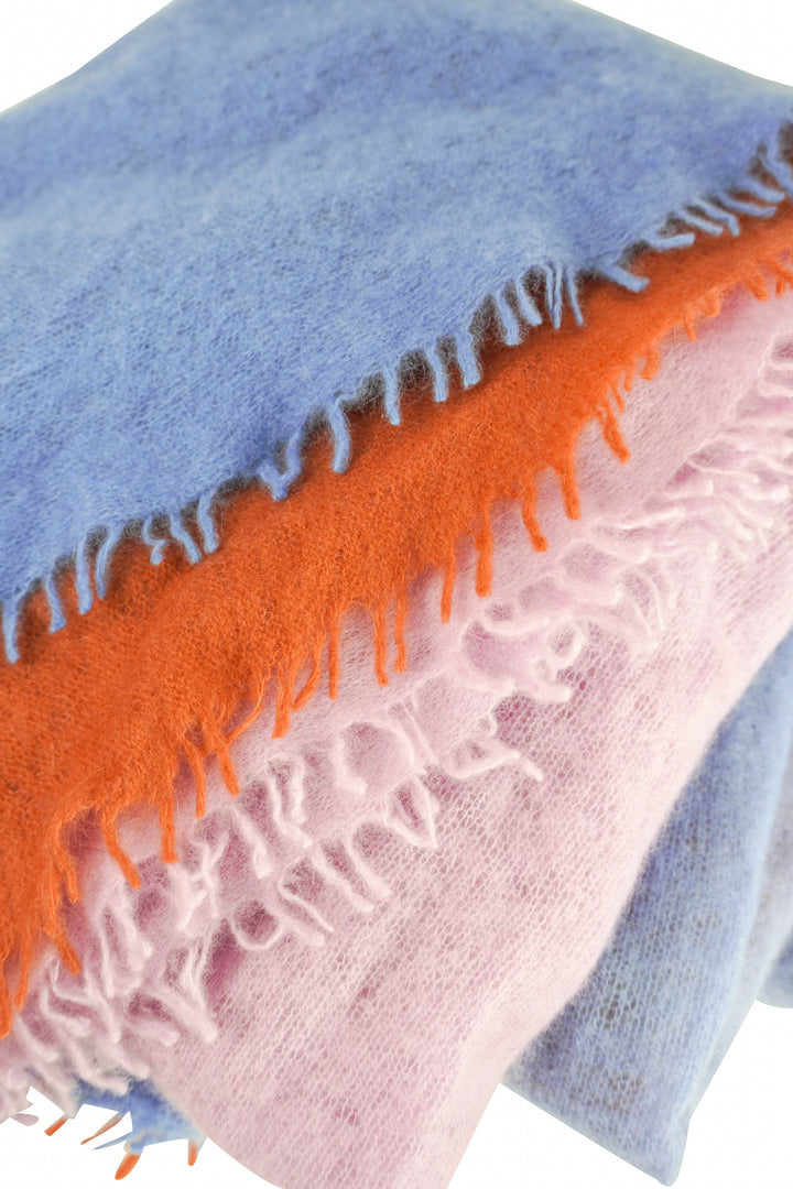 Bajra Cashmere Scarf in Blue, Purple and Terracotta