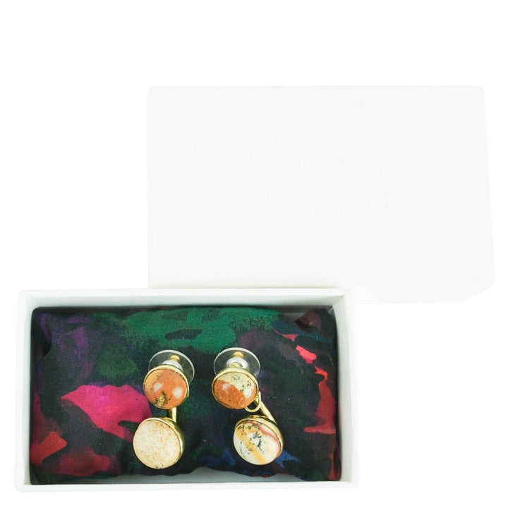 Ulla Johnson Kiri Double Stone Earrings in Brown/Light Brown