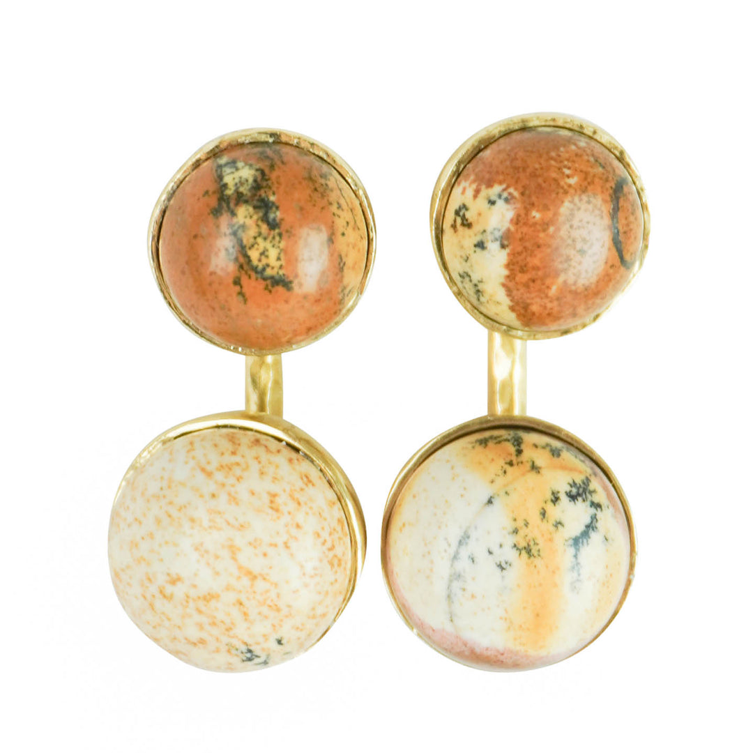 Ulla Johnson Kiri Double Stone Earrings in Brown/Light Brown