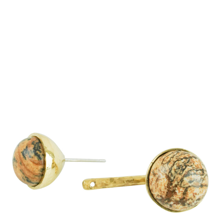 Ulla Johnson Kiri Double Stone Earrings in Brown/Light Brown