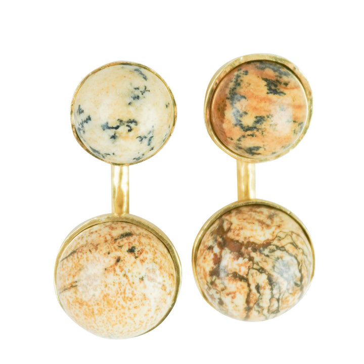 Ulla Johnson Kiri Double Stone Earrings in Brown Swirl