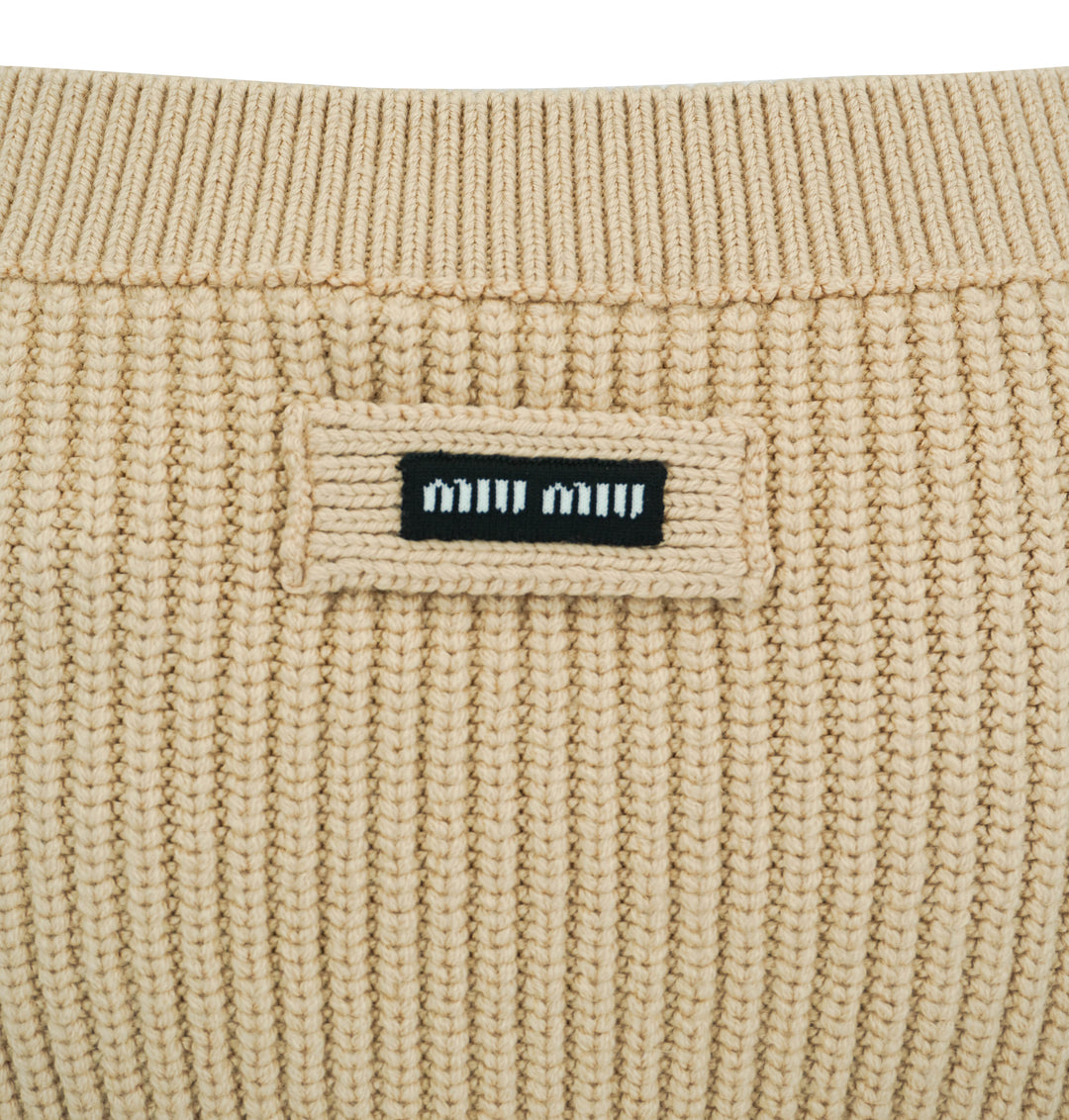 Miu Miu Wool Mini Skirt in Beige