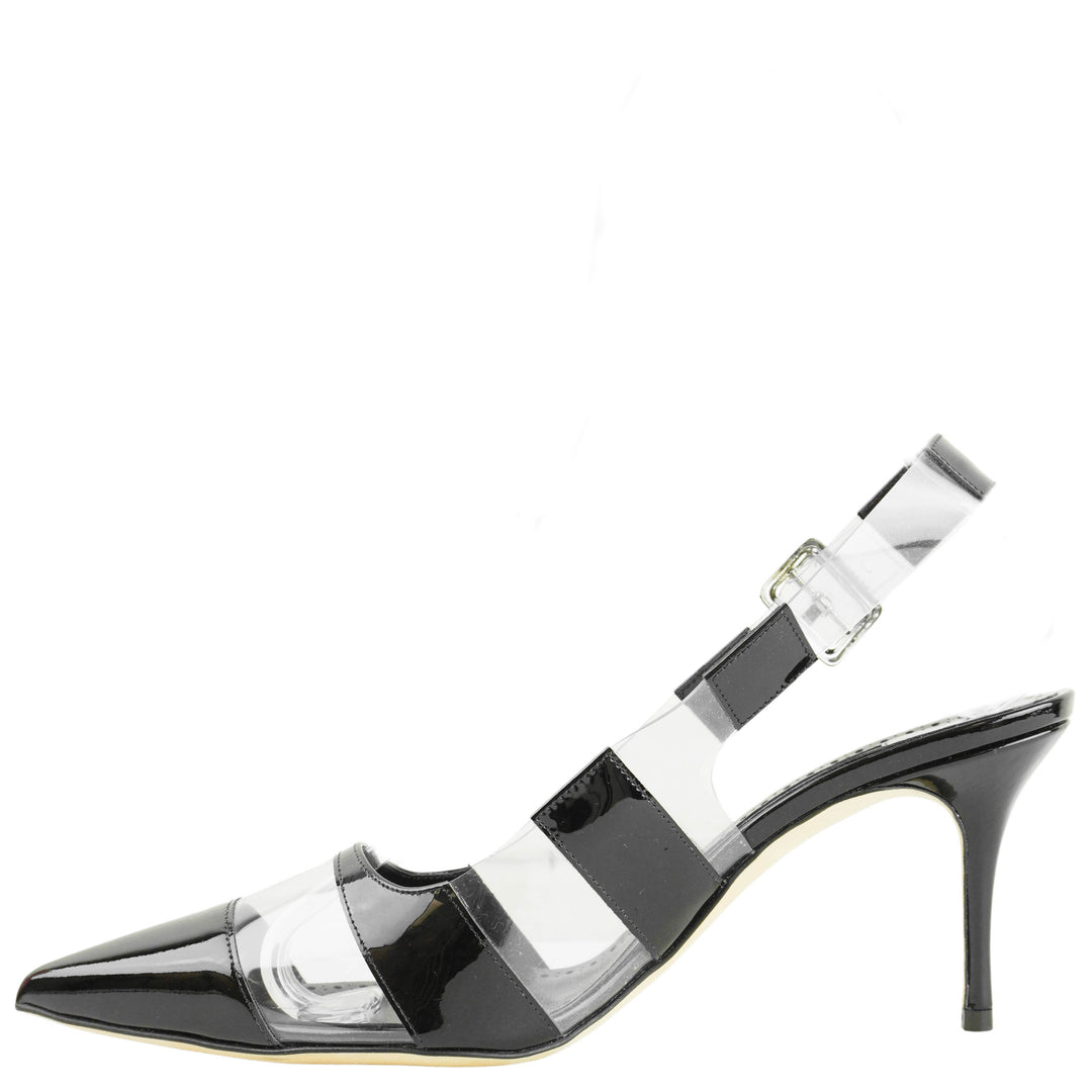 Manolo Blahnik Uxra Slingback Pumps in Black - Discounts on Manolo Blahnik at UAL