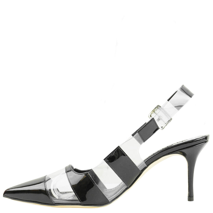 Manolo Blahnik Uxra Slingback Pumps in Black - Discounts on Manolo Blahnik at UAL
