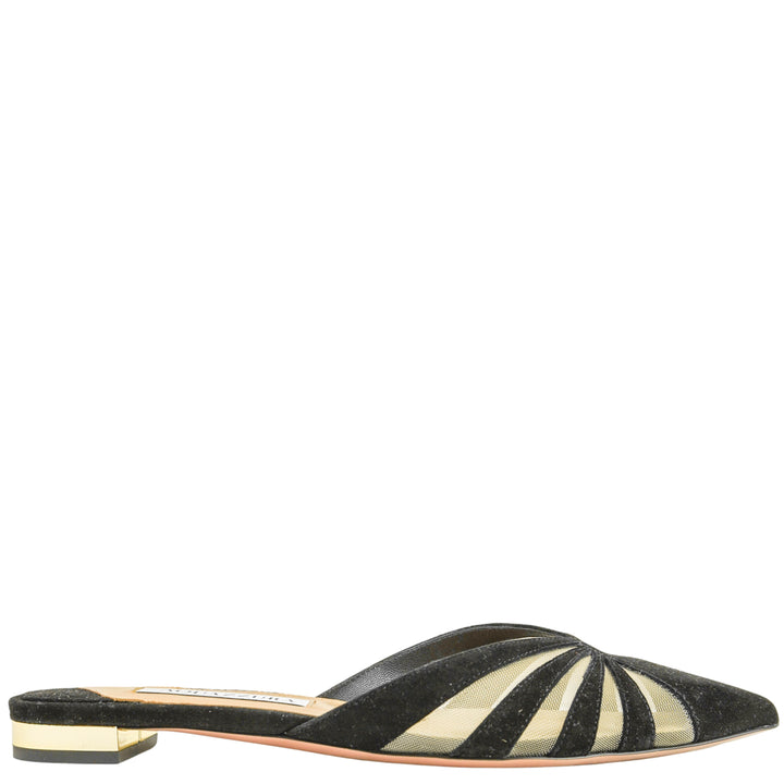 Aquazarra The Spy Mule Flats in Black - Discounts on Aquazzura at UAL