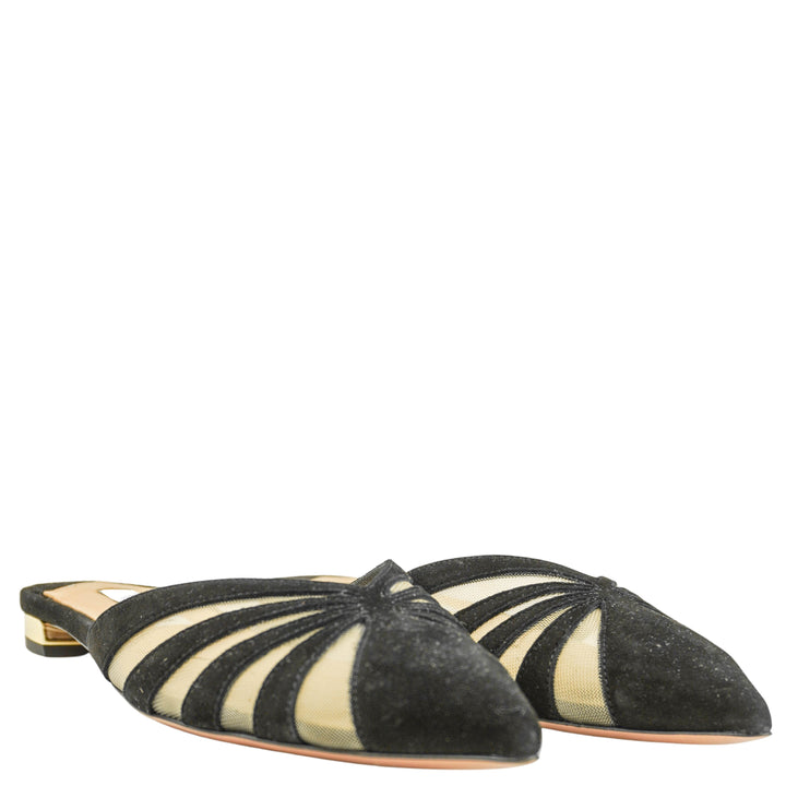 Aquazarra The Spy Mule Flats in Black - Discounts on Aquazzura at UAL