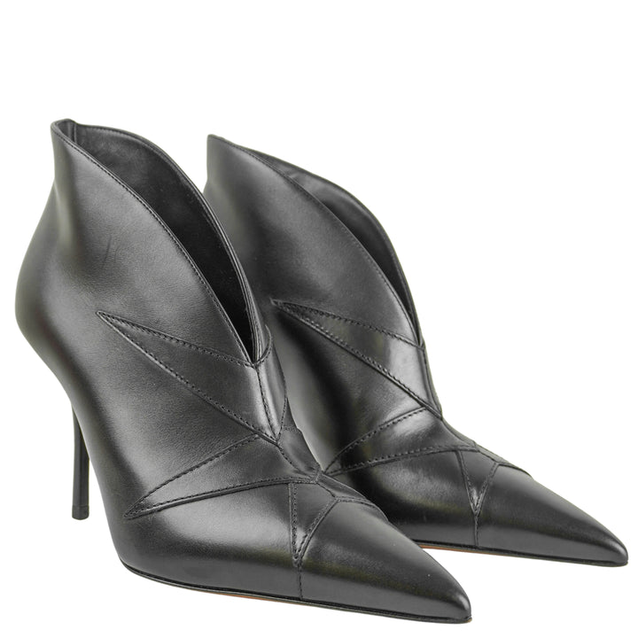 Alaïa Paneled Leather Ankle Boots in Black - Discounts on ALAÏA at UAL