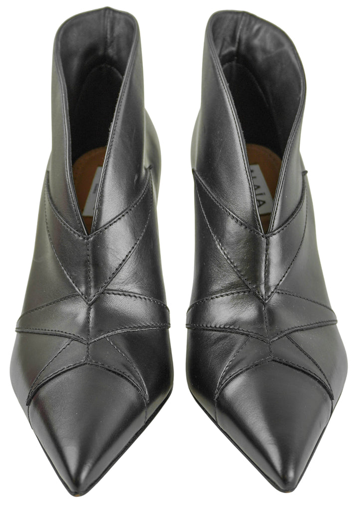 Alaïa Paneled Leather Ankle Boots in Black - Discounts on ALAÏA at UAL