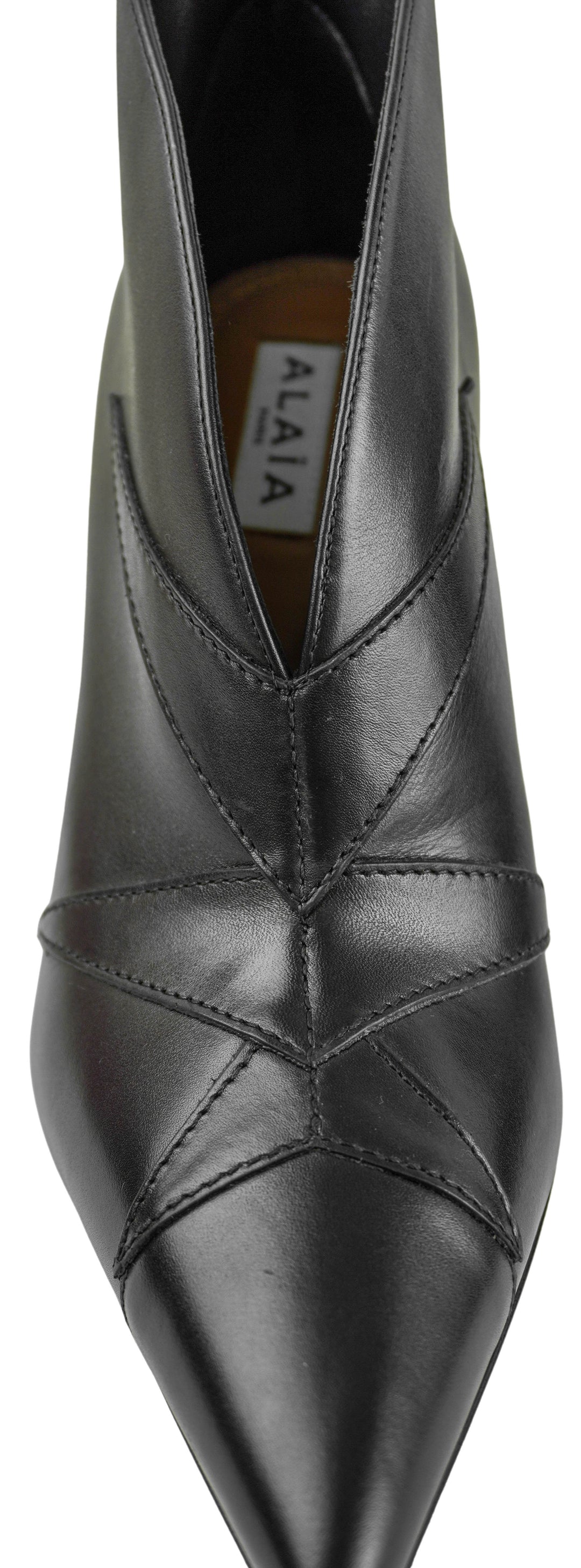 Alaïa Paneled Leather Ankle Boots in Black - Discounts on ALAÏA at UAL