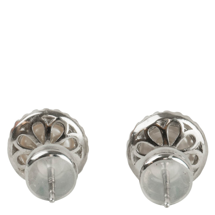 Shashi Halo Pearl Stud Earrings in Silver - Discounts on Shashi at UAL