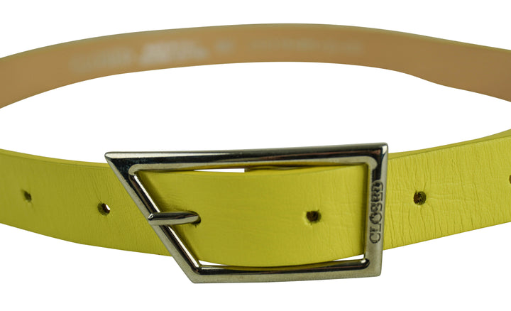 Closed Soft Leather Belt in Yellow