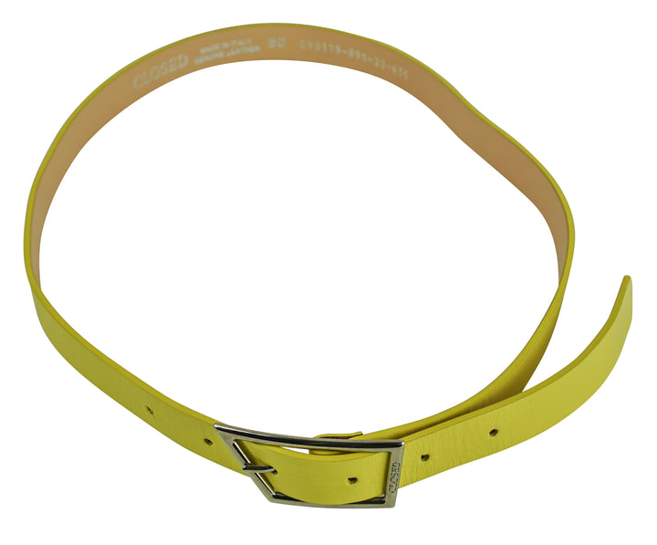Closed Soft Leather Belt in Yellow