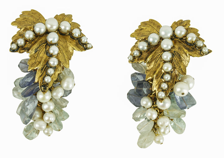 Iradj Moini Embellished Pearl Flower Earrings in Grey