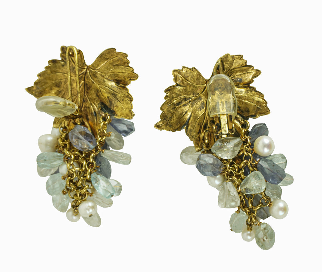 Iradj Moini Embellished Pearl Flower Earrings in Grey