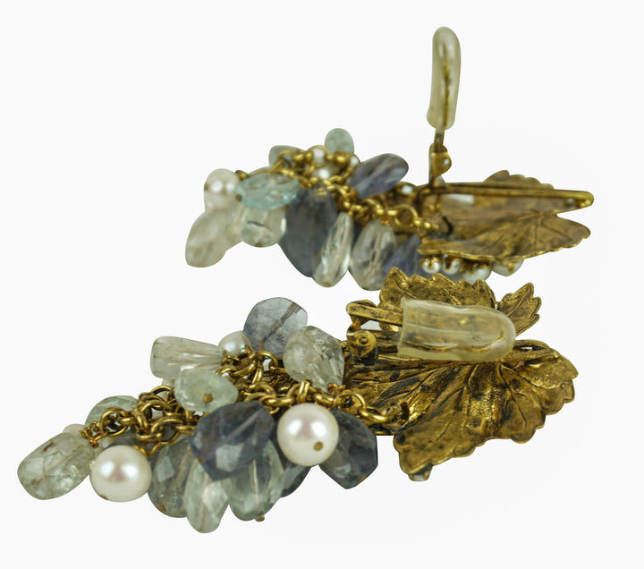Iradj Moini Embellished Pearl Flower Earrings in Grey