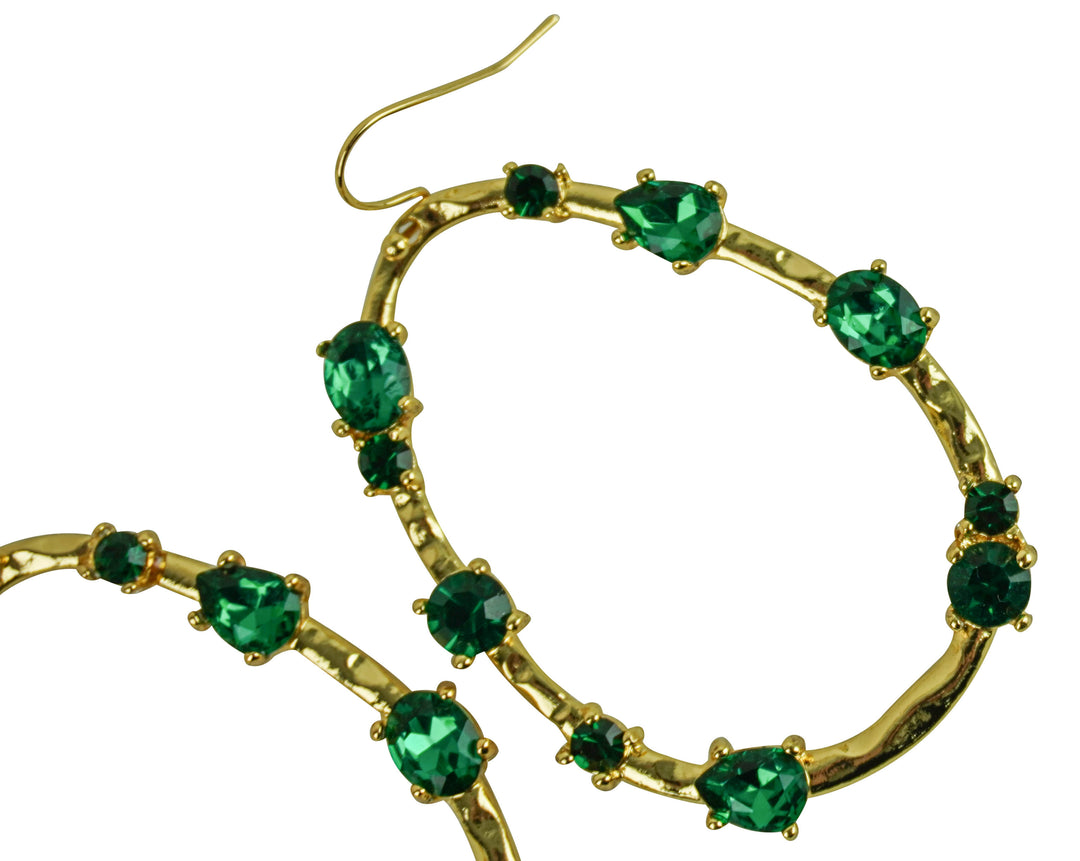 Kenneth Jay Lane Teardrop Hoop Earring in Emerald