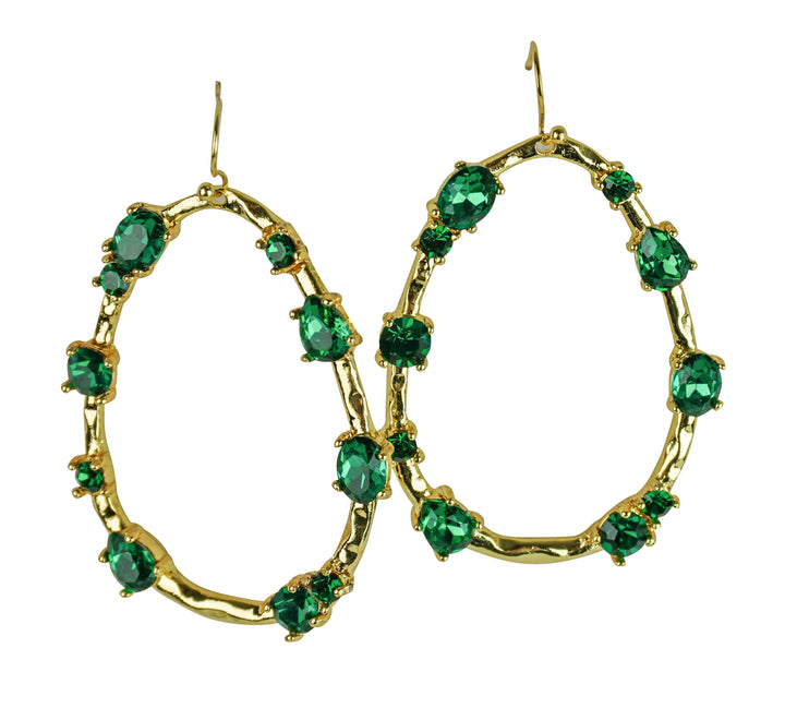 Kenneth Jay Lane Teardrop Hoop Earring in Emerald