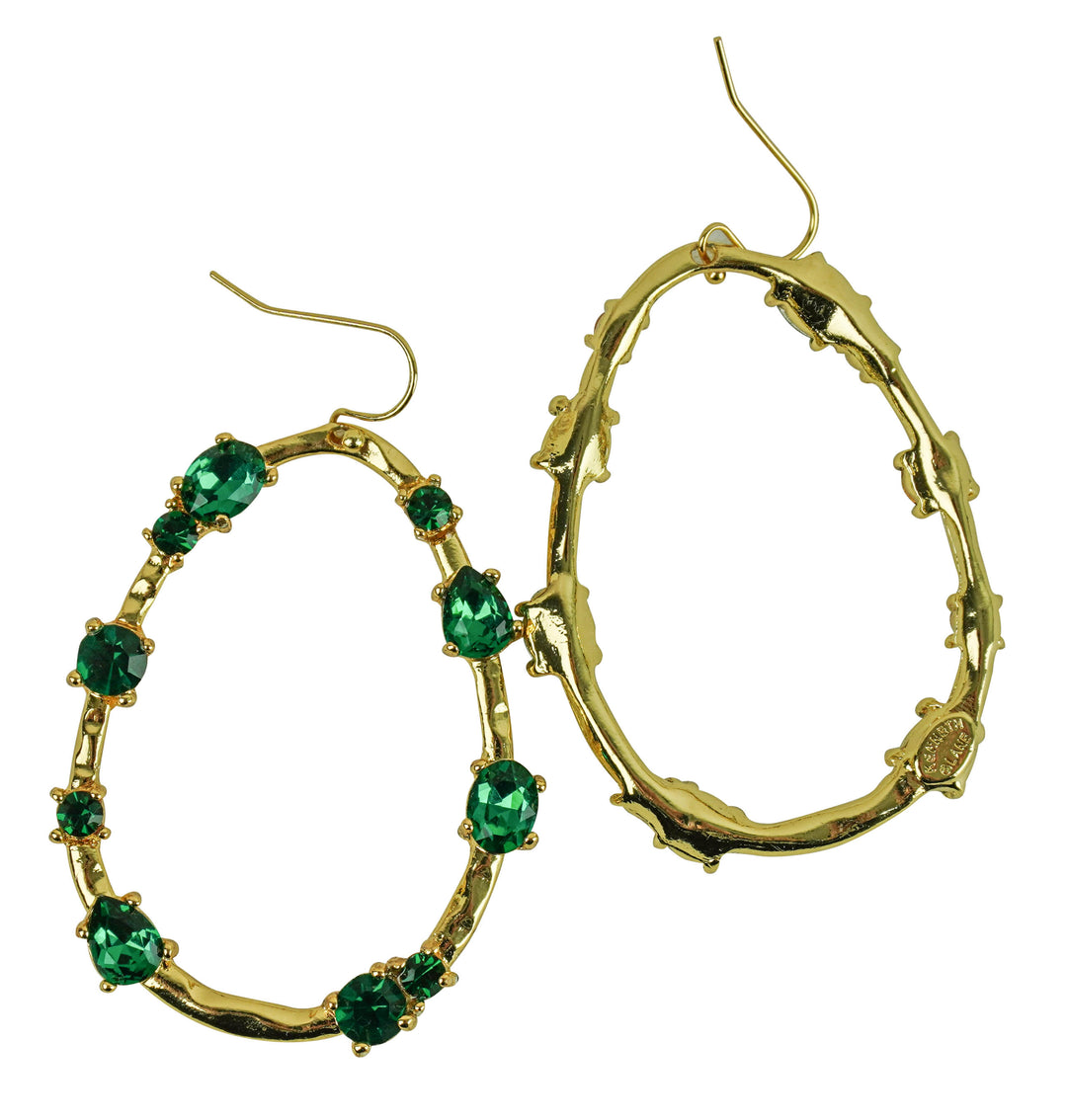 Kenneth Jay Lane Teardrop Hoop Earring in Emerald