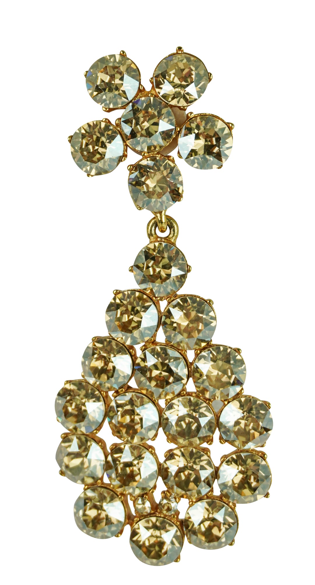 Oscar de la Renta Crystal Clip-On Chandelier Earrings in Gold