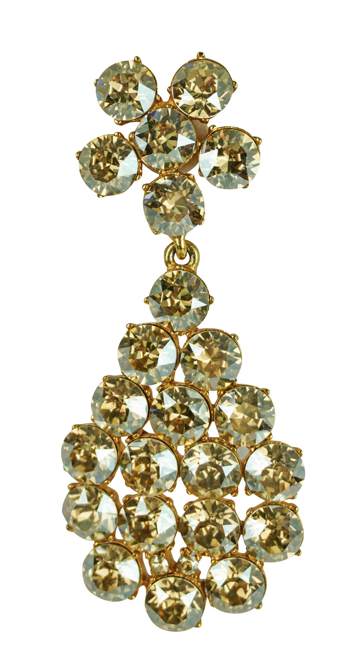 Oscar de la Renta Crystal Clip-On Chandelier Earrings in Gold