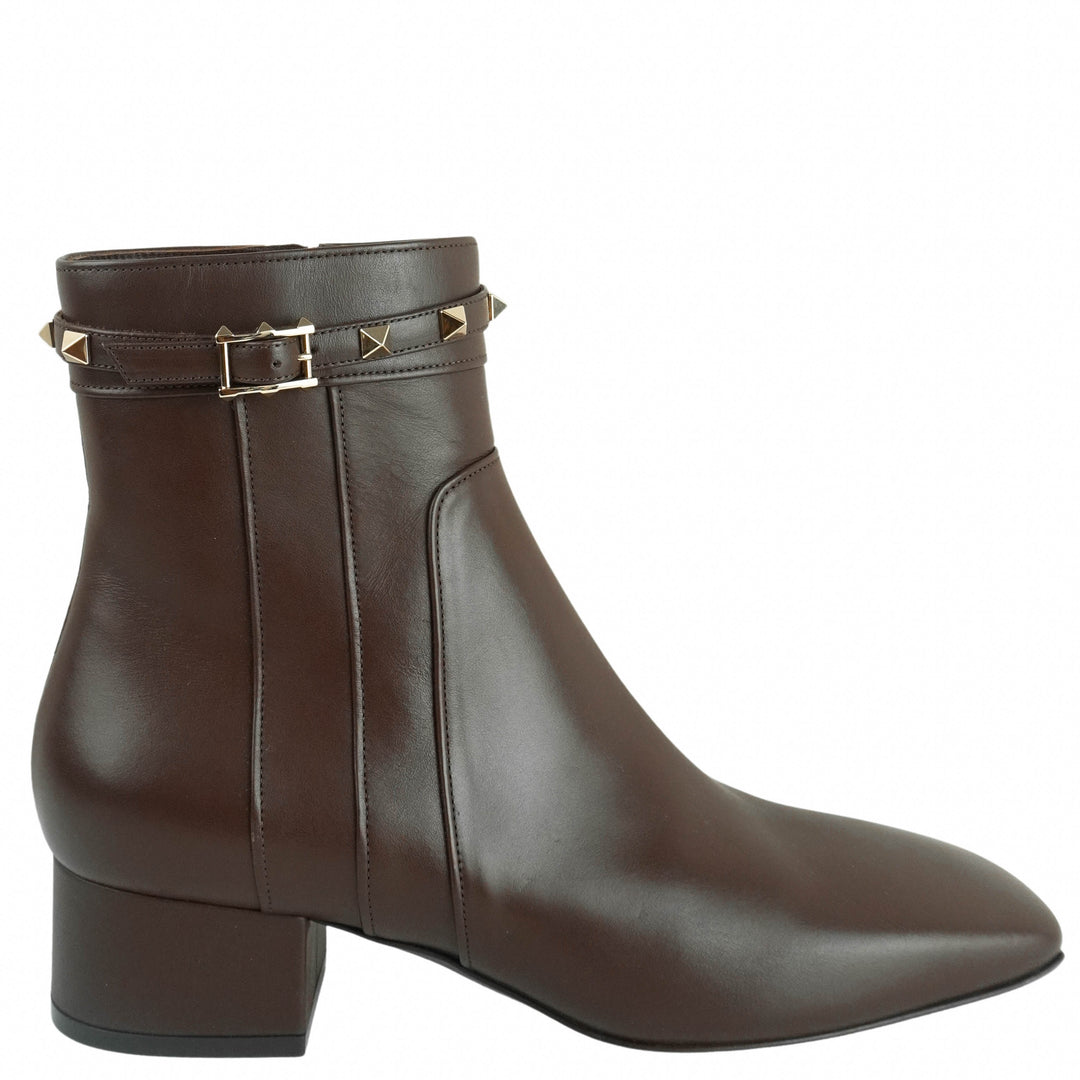 Valentino Leather Rockstud Bootie in Fondant - Discounts on Valentino at UAL