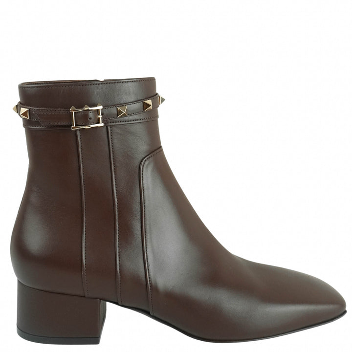 Valentino Leather Rockstud Bootie in Fondant - Discounts on Valentino at UAL