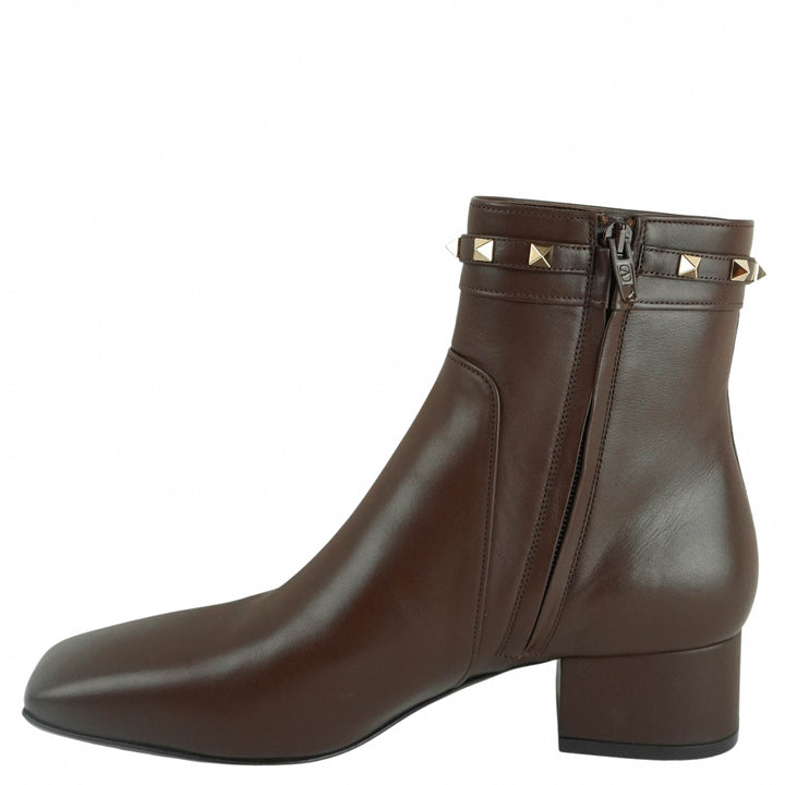 Valentino Leather Rockstud Bootie in Fondant - Discounts on Valentino at UAL