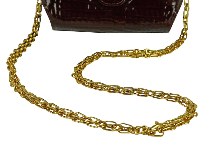 Georges Hobeika Crocodile Pattern Leather Mini Purse in Maroon