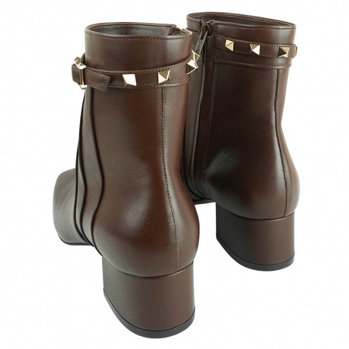 Valentino Leather Rockstud Bootie in Fondant - Discounts on Valentino at UAL