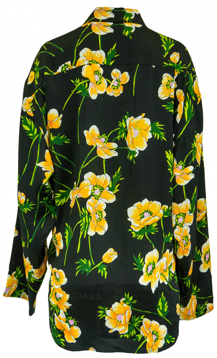 Balenciaga Floral Print Blouse in Black Multi - Discounts on Balenciaga at UAL