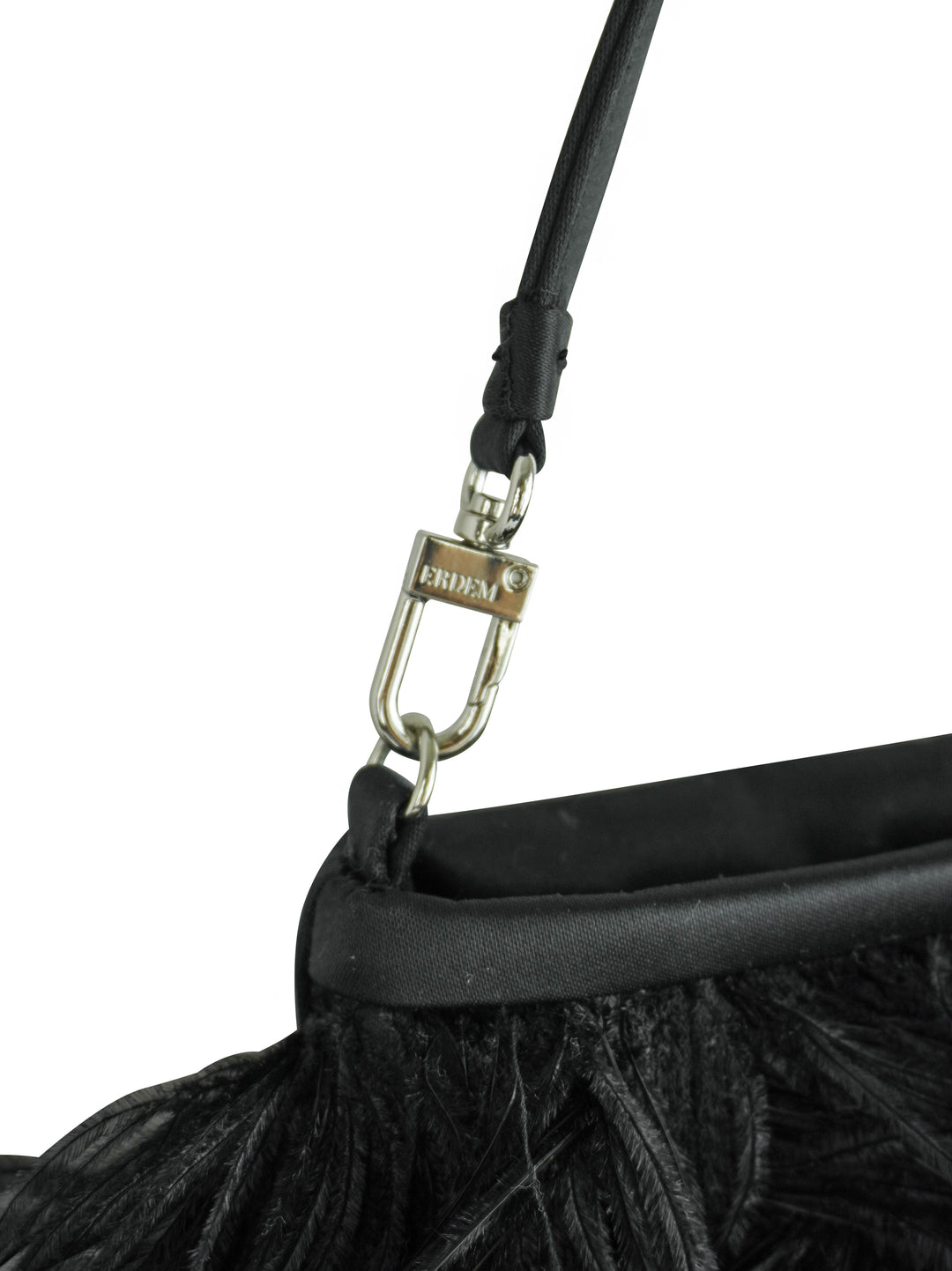 ERDEM Ostrich Feather Purse in Black
