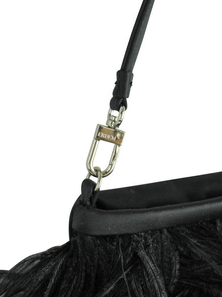 ERDEM Ostrich Feather Purse in Black