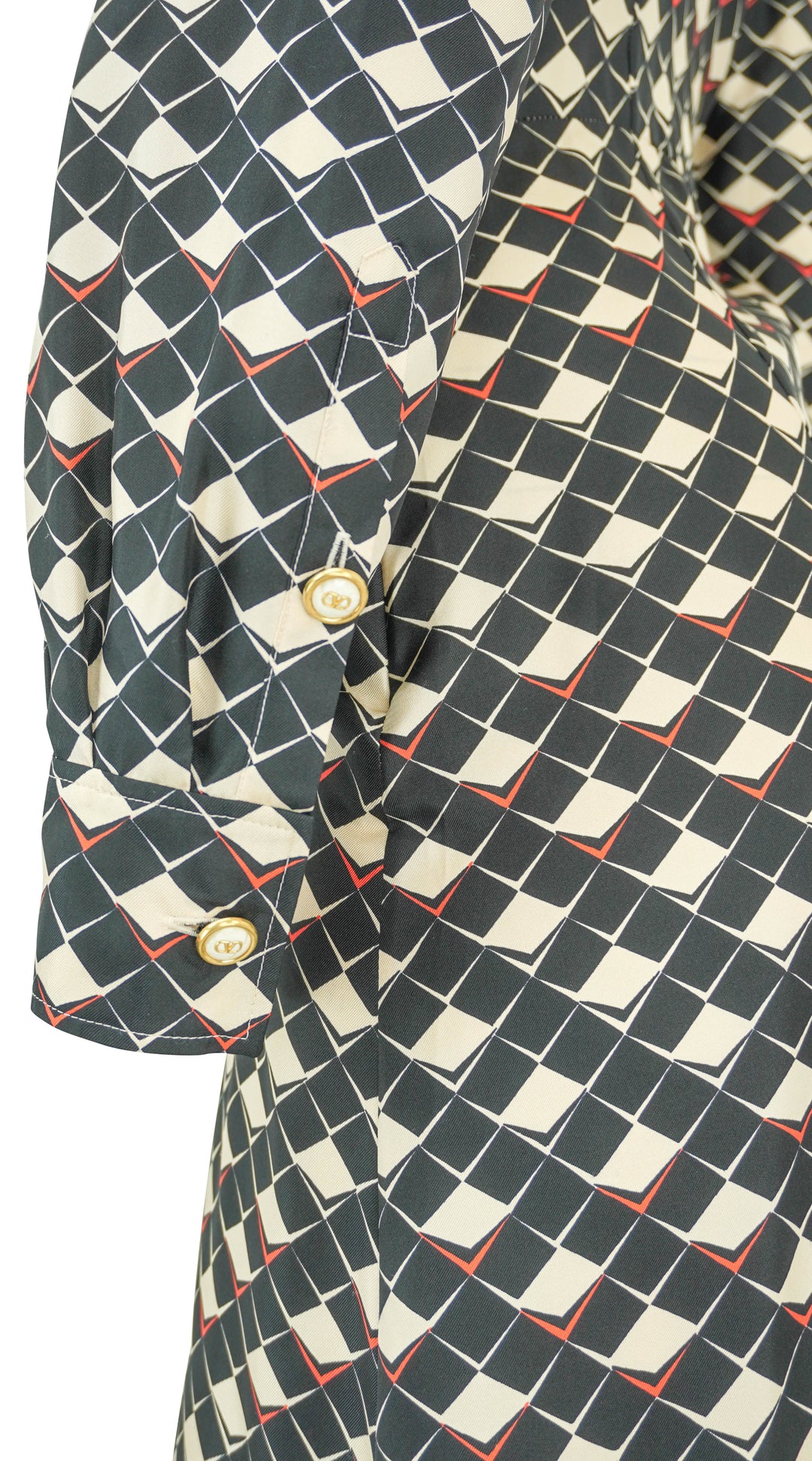 Valentino Pattern Twill Dress in Black/Cream