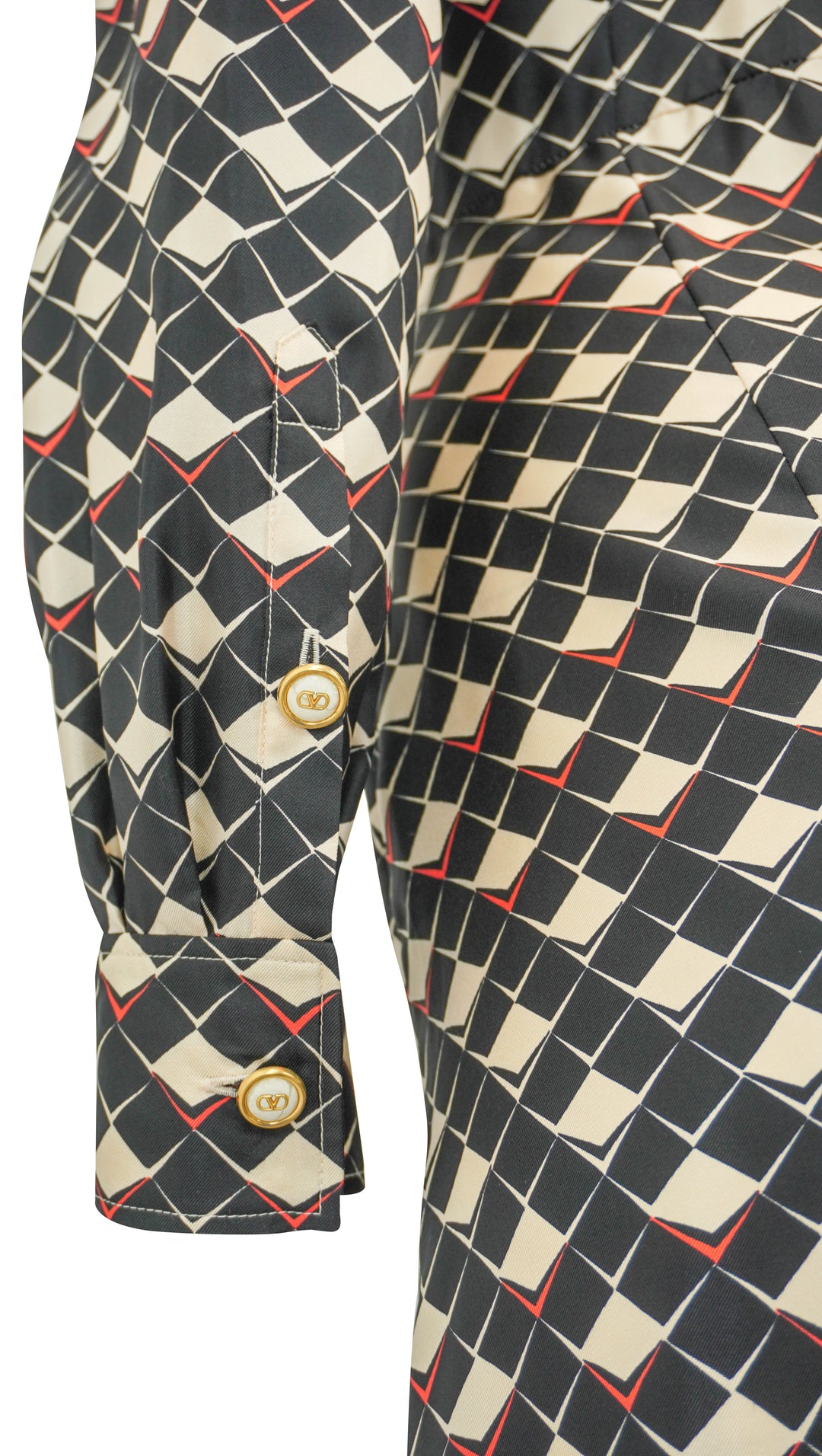 Valentino Pattern Twill Dress in Black/Cream