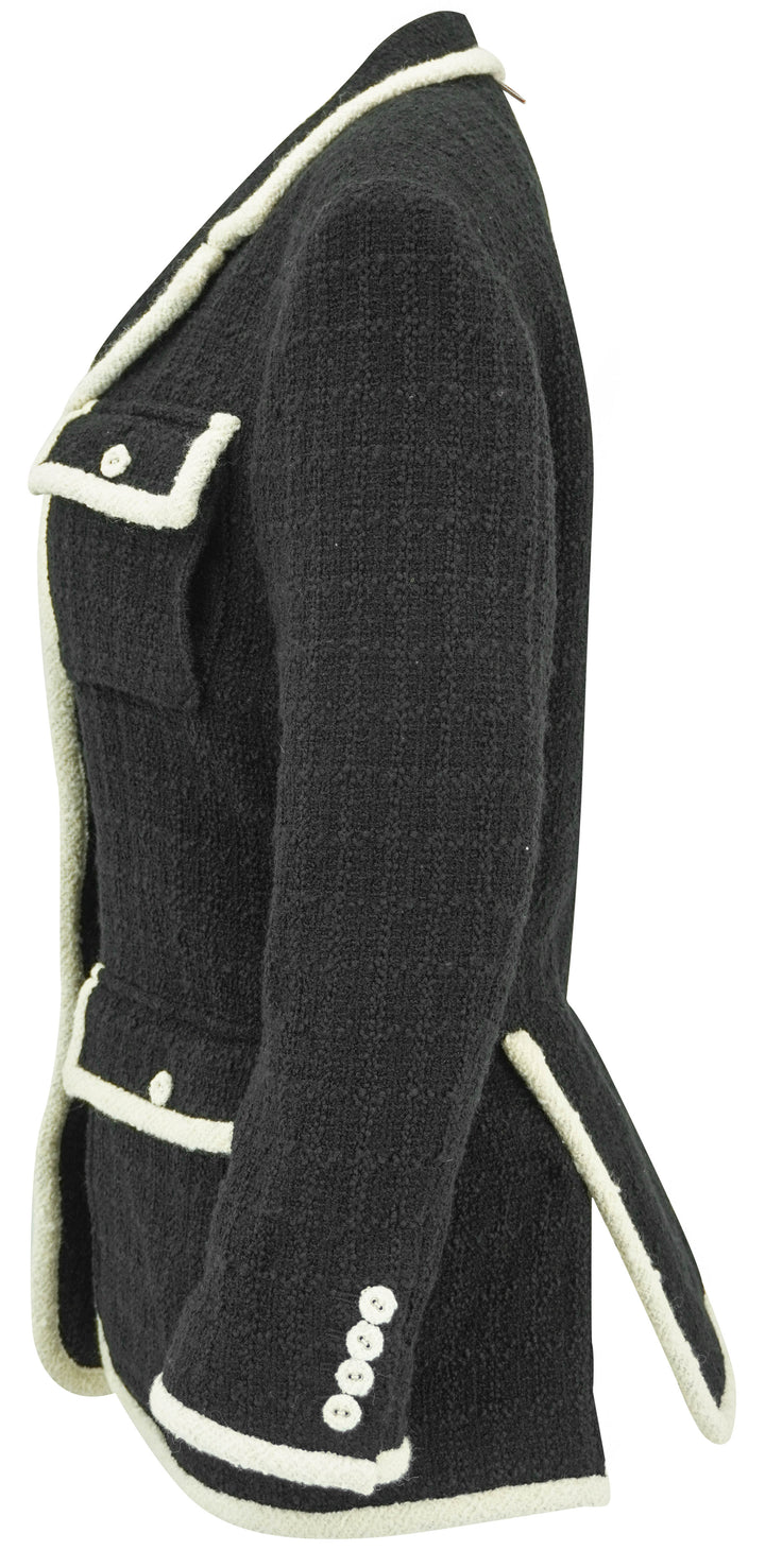 Thom Browne. Safari Jacket with White Tweed Tipping in Black