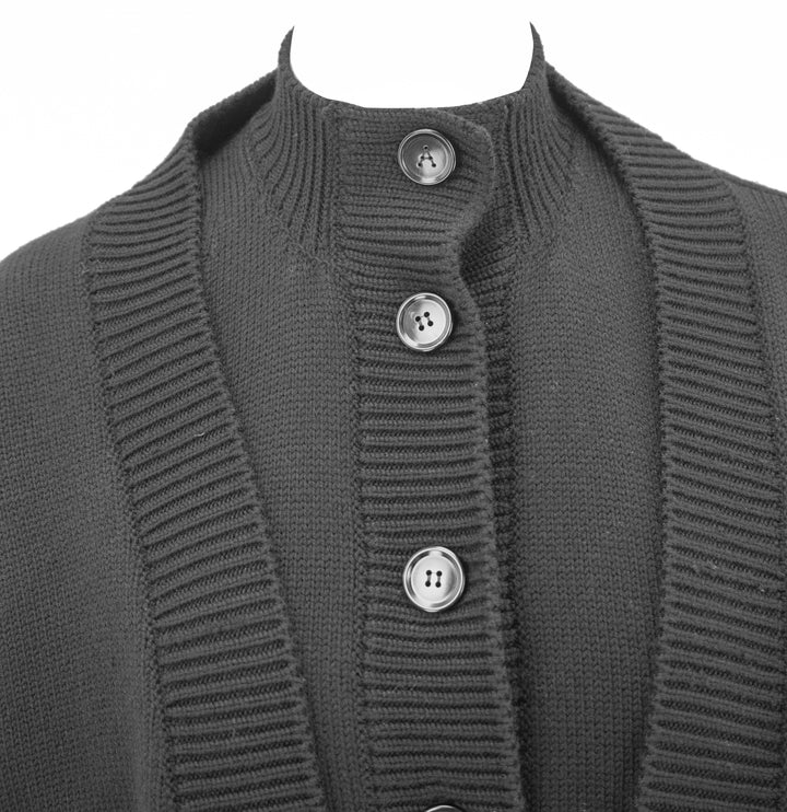 Alaïa Folded Hem Knit Cardigan in Black