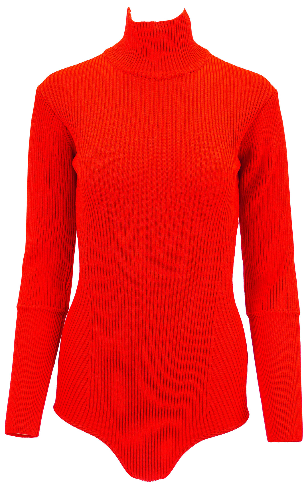 Magda Butrym Ribbed Knit Turtleneck Bodysuit in Red