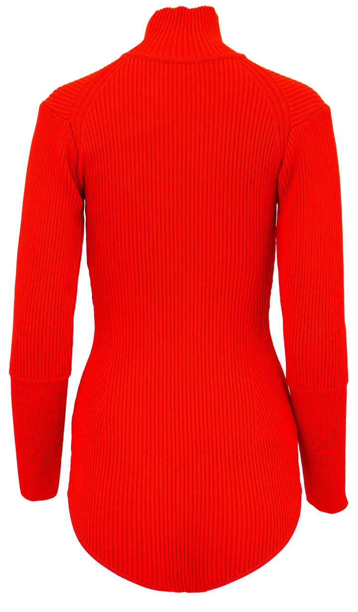 Magda Butrym Ribbed Knit Turtleneck Bodysuit in Red
