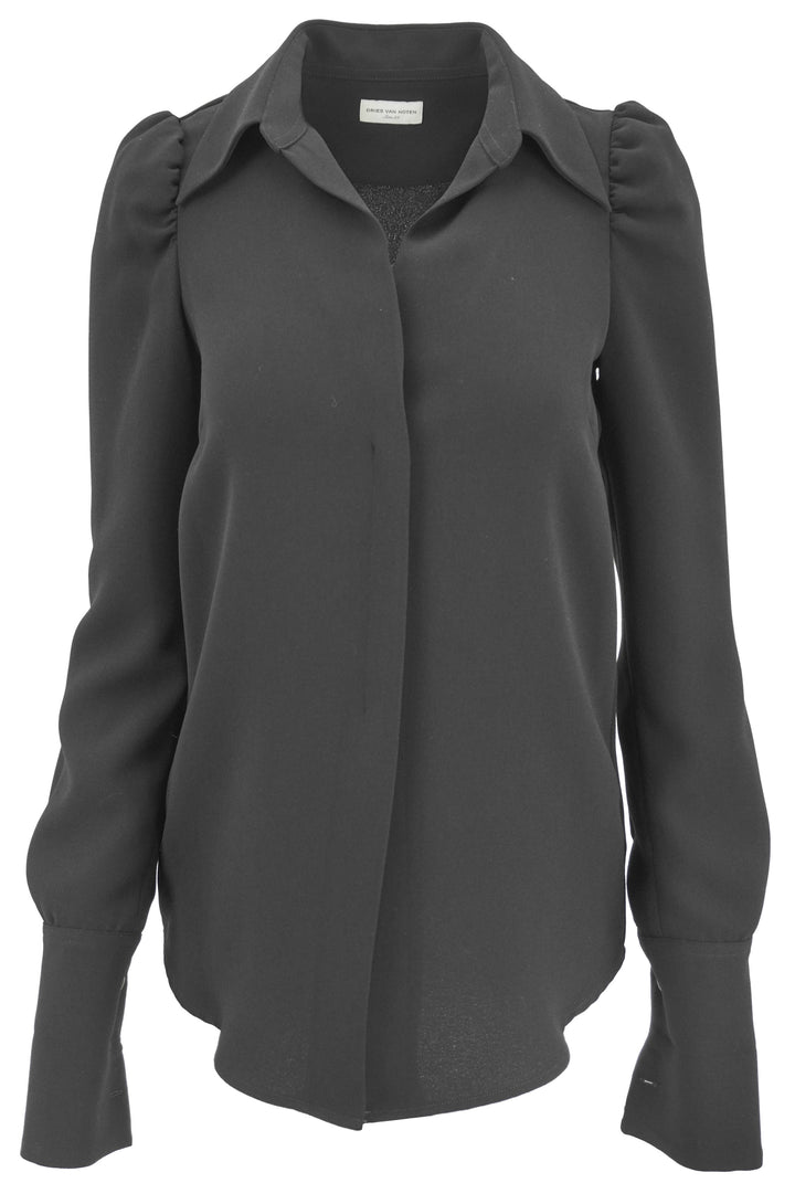 Dries Van Noten Celindra Puff Sleeve Shirt in Black