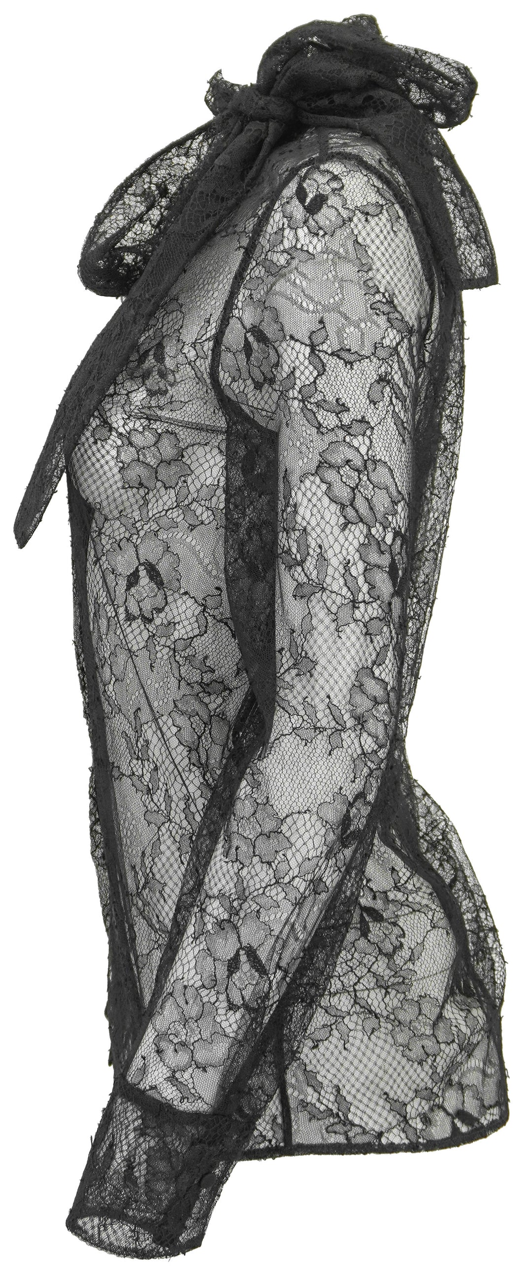 Valentino Lace Shirt with Scarf Detail in Black