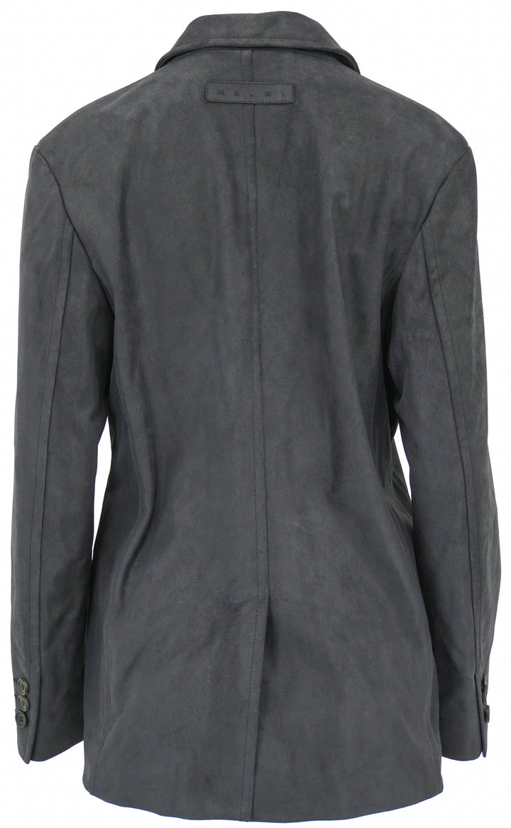 MARNI Suede Coat in Navy