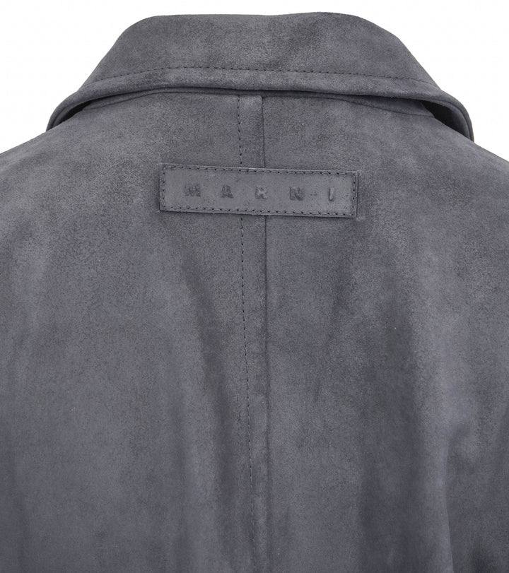 MARNI Suede Coat in Navy
