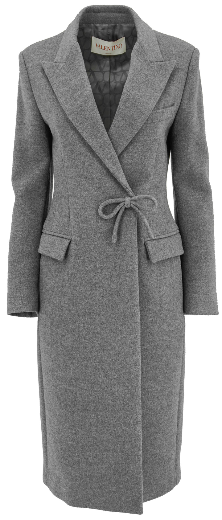 Valentino Bow Detail Coat in Grey